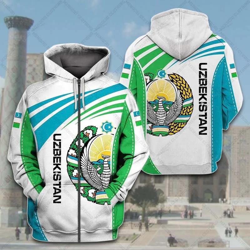 Sudaderas con capucha con cremallera impresas en 3D, ropa de calle informal de gran tamaño, personalizada, símbolo de Marruecos, Unisex, Invierno