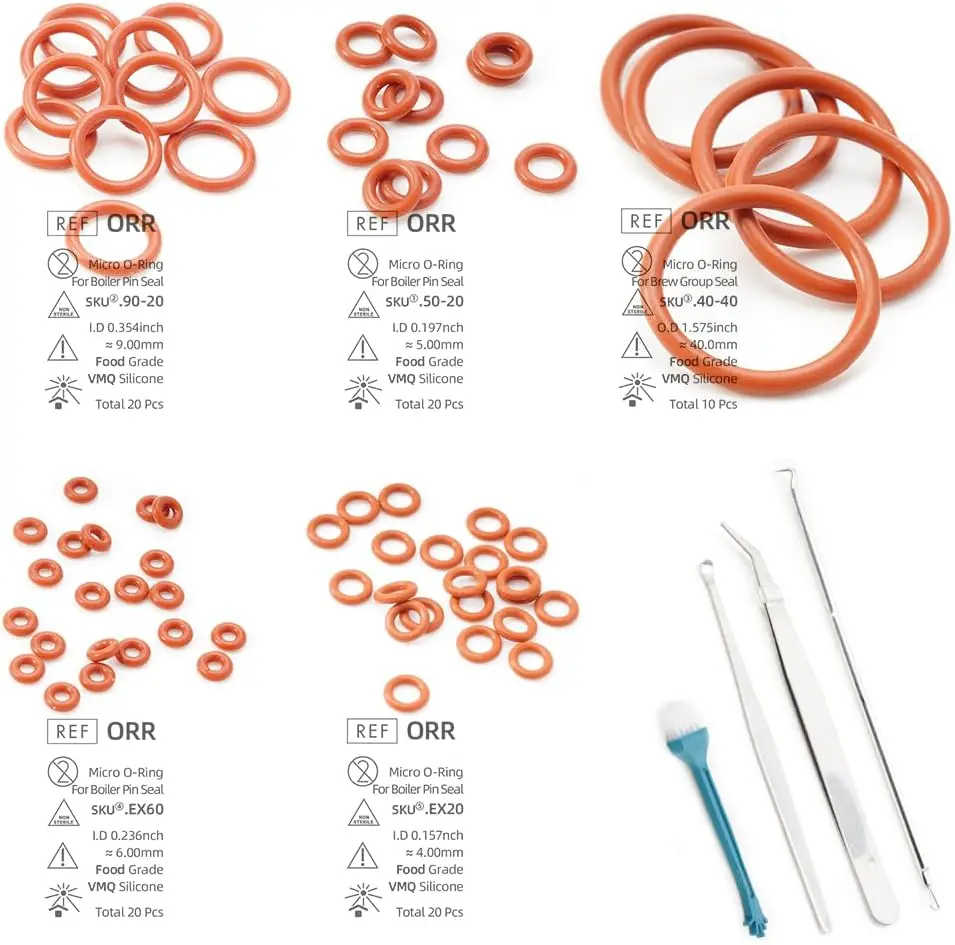 Food Grade Silicone O Ring Repair Kit, To Solve Boiler Pin Brew Group Hot Water Issues, Compatible For Philips Coffee Machines