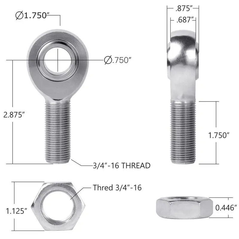 2pcs Heim Joint 3/4 Inch Heim Joint Rod Right And Left Thread Heim Joint End Kit Link Joints On Hot Rod Chromoly Panhard Kits