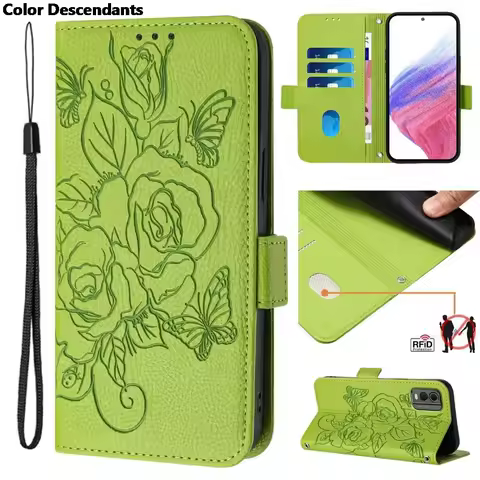 Fashion RoseFlower Wallet Card Flip Leather Case For Samsung A05 A05S A15 A25 A35 A55 S20 S21 S22 S23 S24 Ultra Plus FE 5G Cover