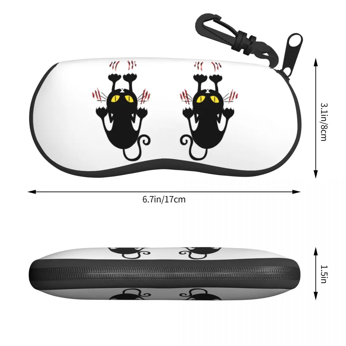 Black Cat Holding On Sunglasses Soft Case Neoprene Zipper Cartoon Kitten Animal Shell Eyeglass Case Protective Box For Glasses