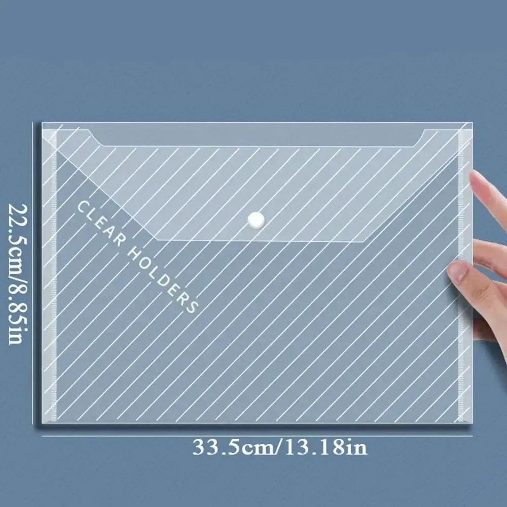 10pcs/bag Portable A4 Document Bag Transparent with Buttons Archives Bag Waterproof Reusable File Bag