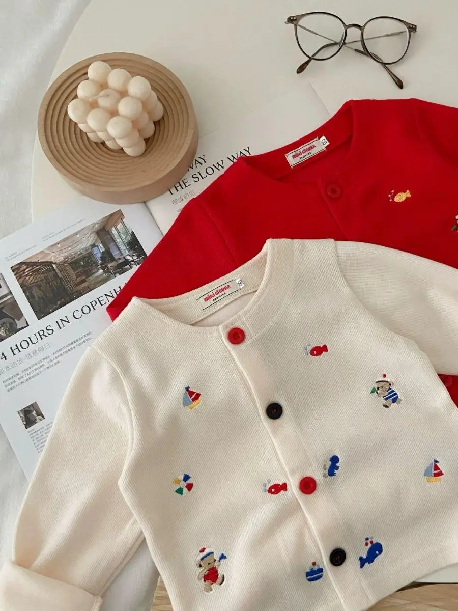 

Милый вязаный кардиган, свитер, куртка для маленьких девочек, хлопковый круглый свитер, весна-осень, модная детская комната