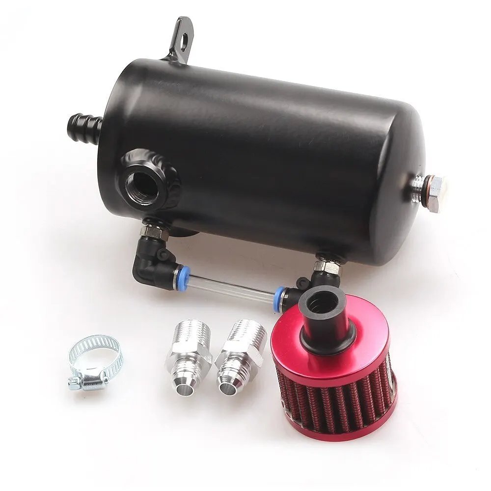

500ML Aluminum Universal Oil Catch Tank Reservoir with Breather Air Filter Oil Catch Can