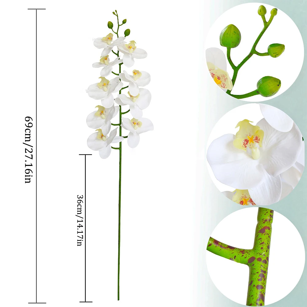 زهور الأوركيد الاصطناعية 69 سنتيمتر فالاينوبسيس الجذعية النباتات وهمية لترتيب الطاولة غرفة المنزل ديكور الحفلات محور الزفاف