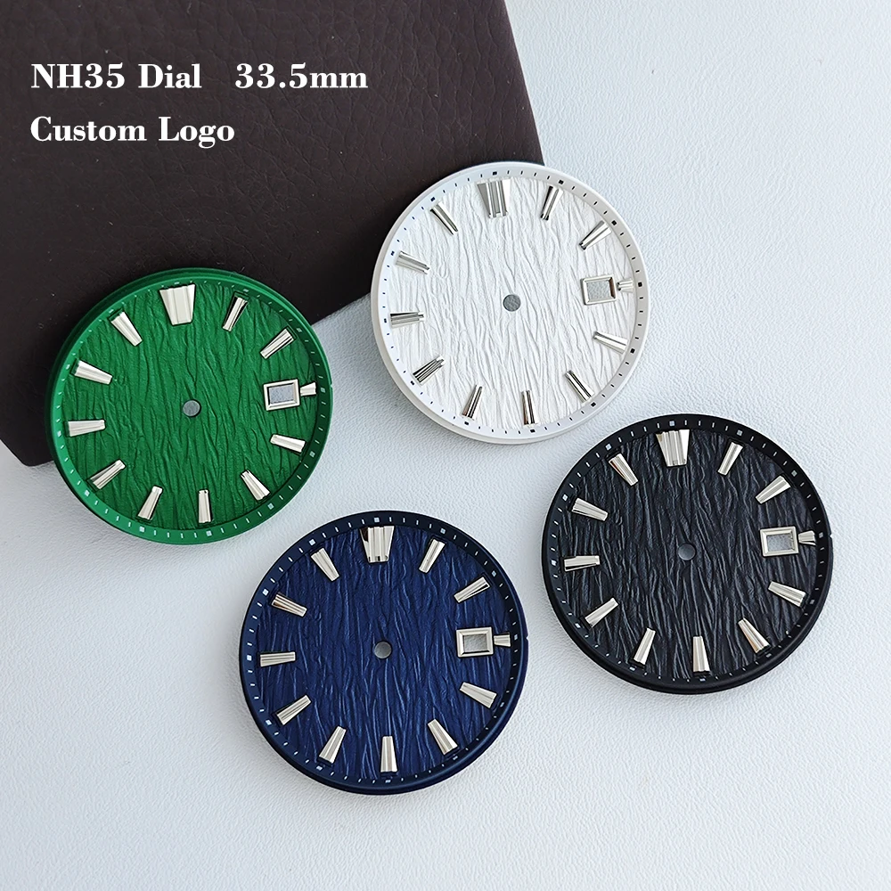 SUPER NH35 Dial 33.5mm Birch Wood Grain Dial Personalized Logo for NH35/NH36 Movement for GS Watch Modification Accessories