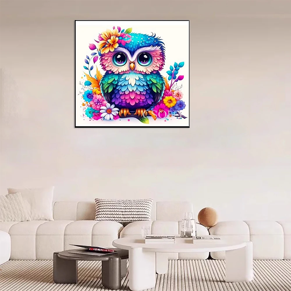 

100% Crystal Fairy Dust Square Drill Full Diy Diamond Painting Cross Stitch Owl Gril Animals Embroidery Mosaic Decor Needlework