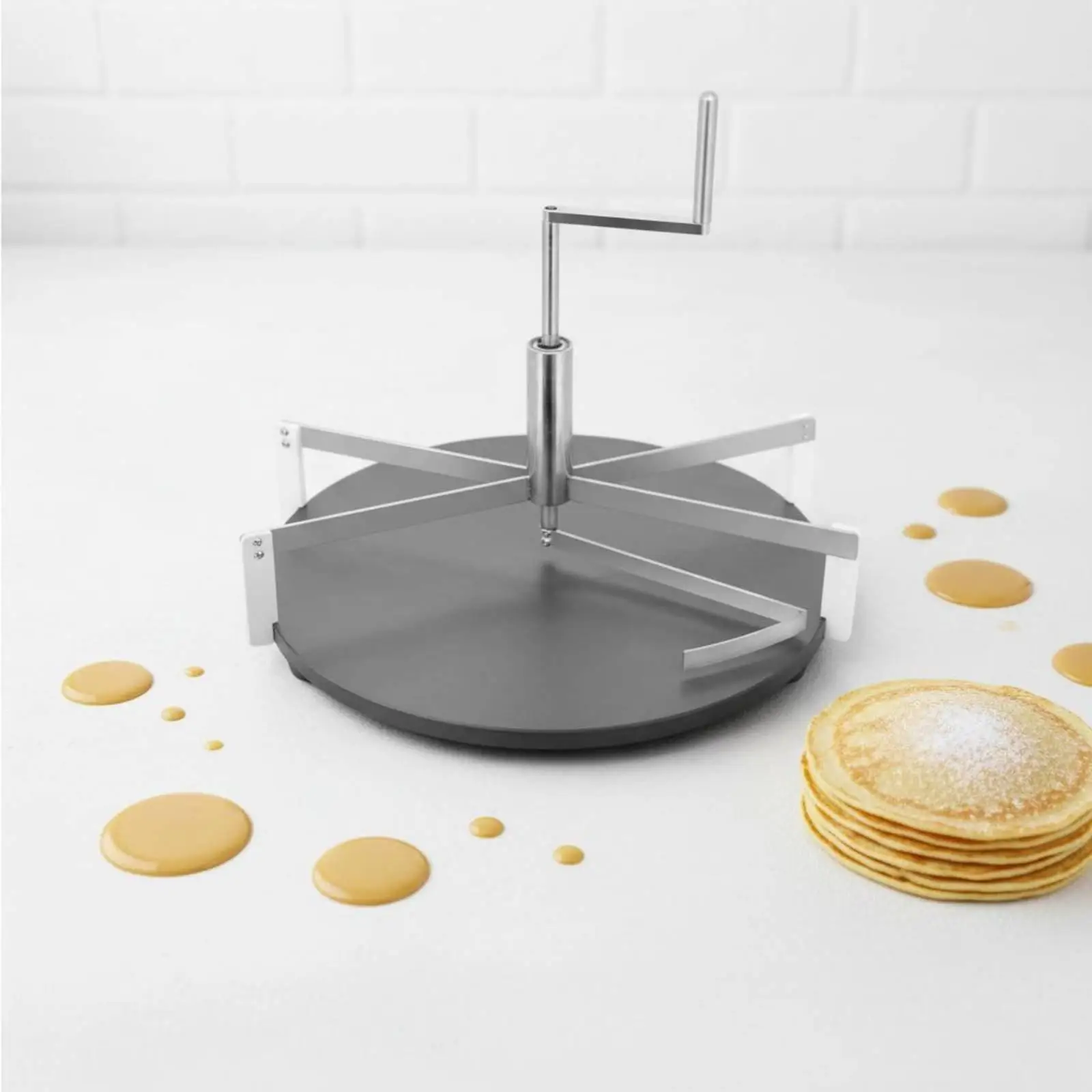 Rotary Pancake Batter Spreader Stainless Steel Crepe Spatula Kitchen Tool for Even and Fast Cooking