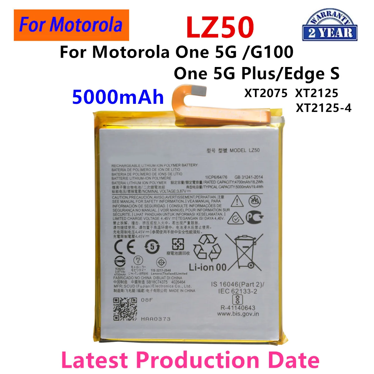 LZ50 NT50 NR50 MH60 Battery For Motorola Moto One 5G Plus Z4 G8 G10 G9 Power Plus Play G Stylus J G7 Edge 20 30 Pro X30 S Pro