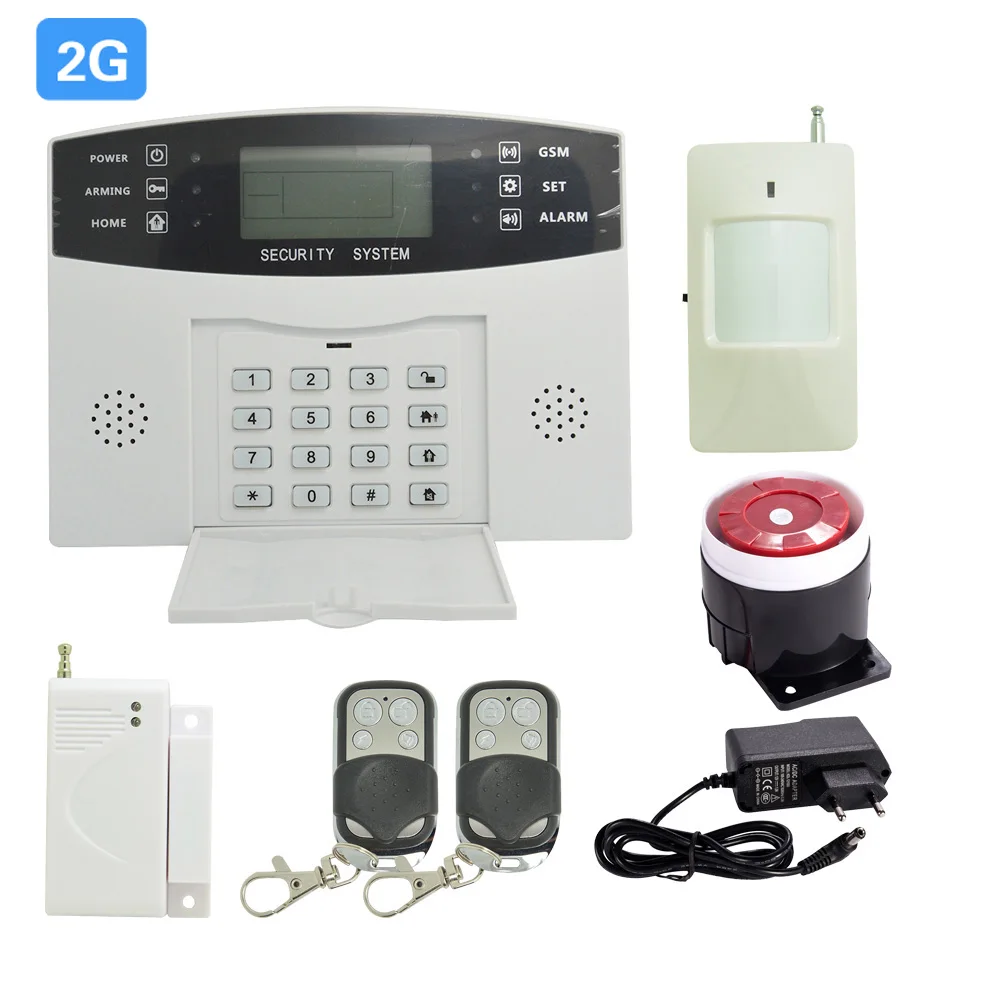 1Set Home Security Burglar 2G GSM Alarm System 433MHz Wireless PIR Motion Sensor Door Window Contact LCD Panel