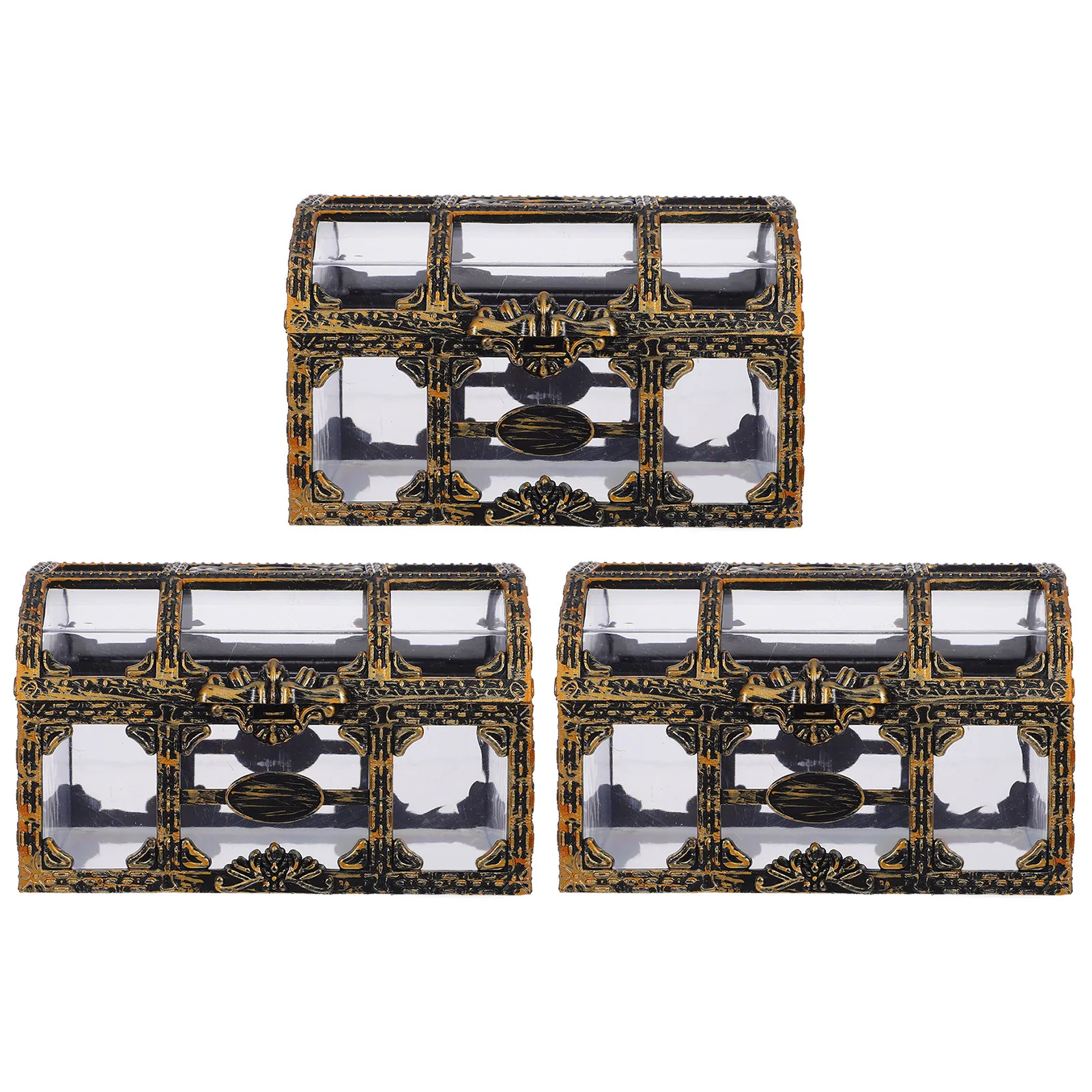 

3 шт. пластиковая шкатулка с сокровищами, прозрачный хрустальный контейнер для драгоценных камней для органайзеров для хранения ювелирных изделий, сундук на память, домашний декор