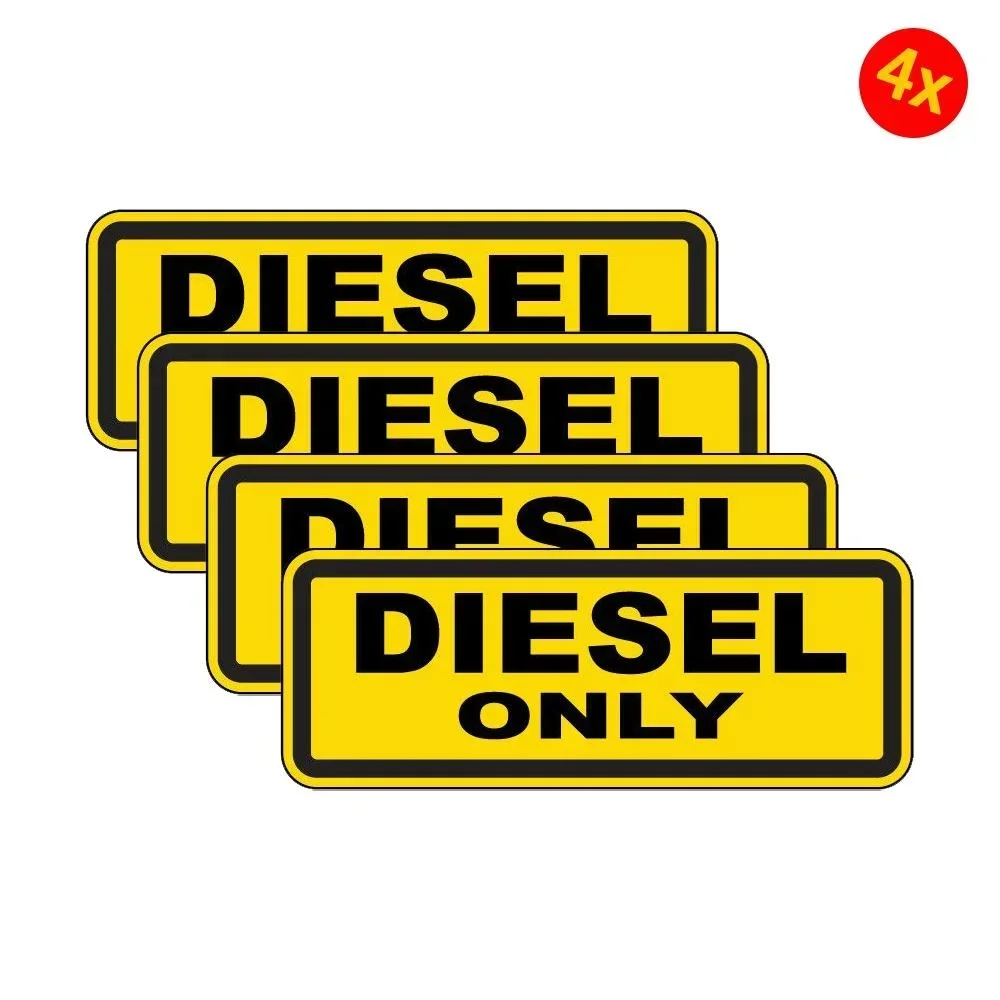 Pack of 4 65mm x 25mm Diesel Only Petrol Fuel Stickers Waterproof Vinyl Decals For Car Fuel Tank