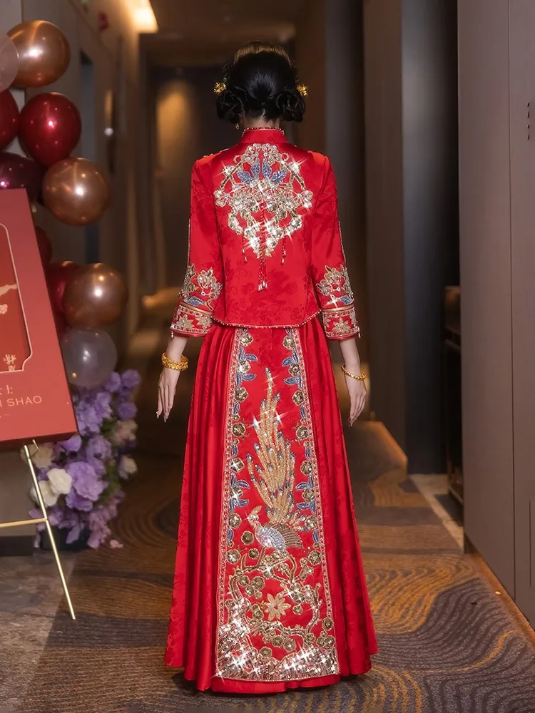 New Chinese-style wedding dress for brides attire banquet and toasting style