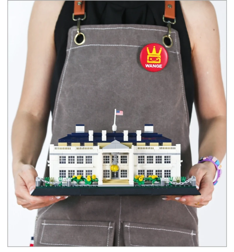 都市建築ホワイトハウスモデルビルディングブロック組み立てレンガ子供のための誕生日プレゼント小さな粒子ワンゲおもちゃ 894 個