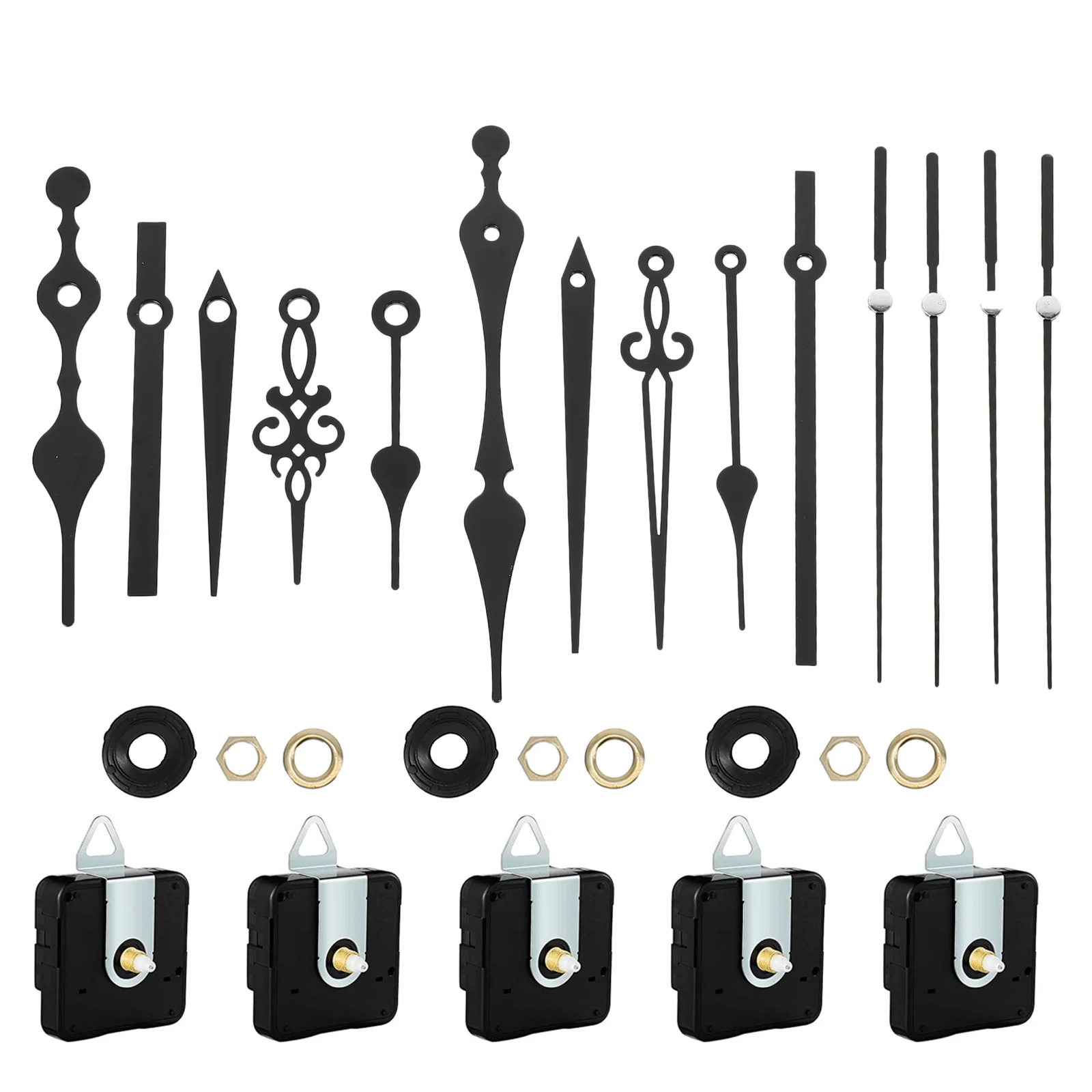 

5Sets Quiet Clock Movement Kit Durable Quartz Mechanism Replacement Parts for Hanging Home Clock DIY Repair Accessories