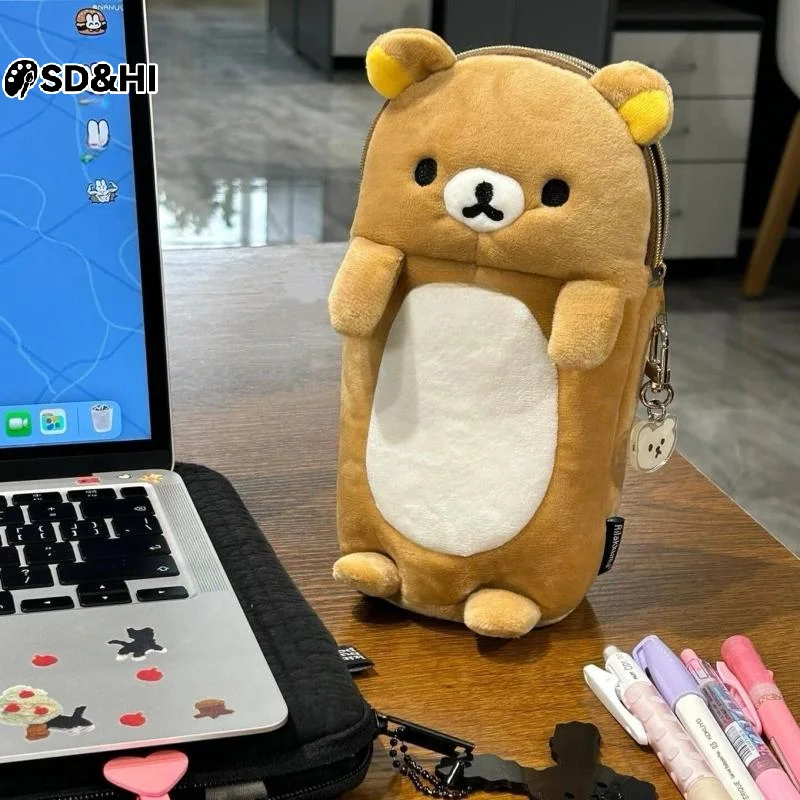 

Cute Standing Posture Self Deprecating Bear Storage Pen Bag Large Capacity Multifunctional Students Stationery Bag