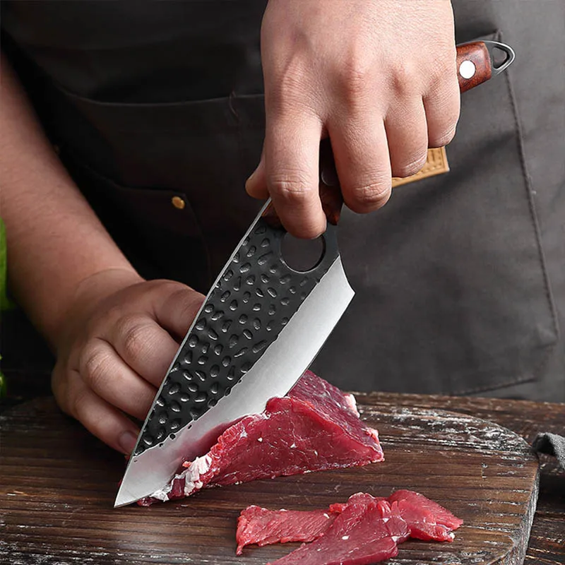 Handmade Knife High-carbon Clad Steel Super Butcher Cutting Nakiri With Wenge Wooden For Kitchen Chef Hunting