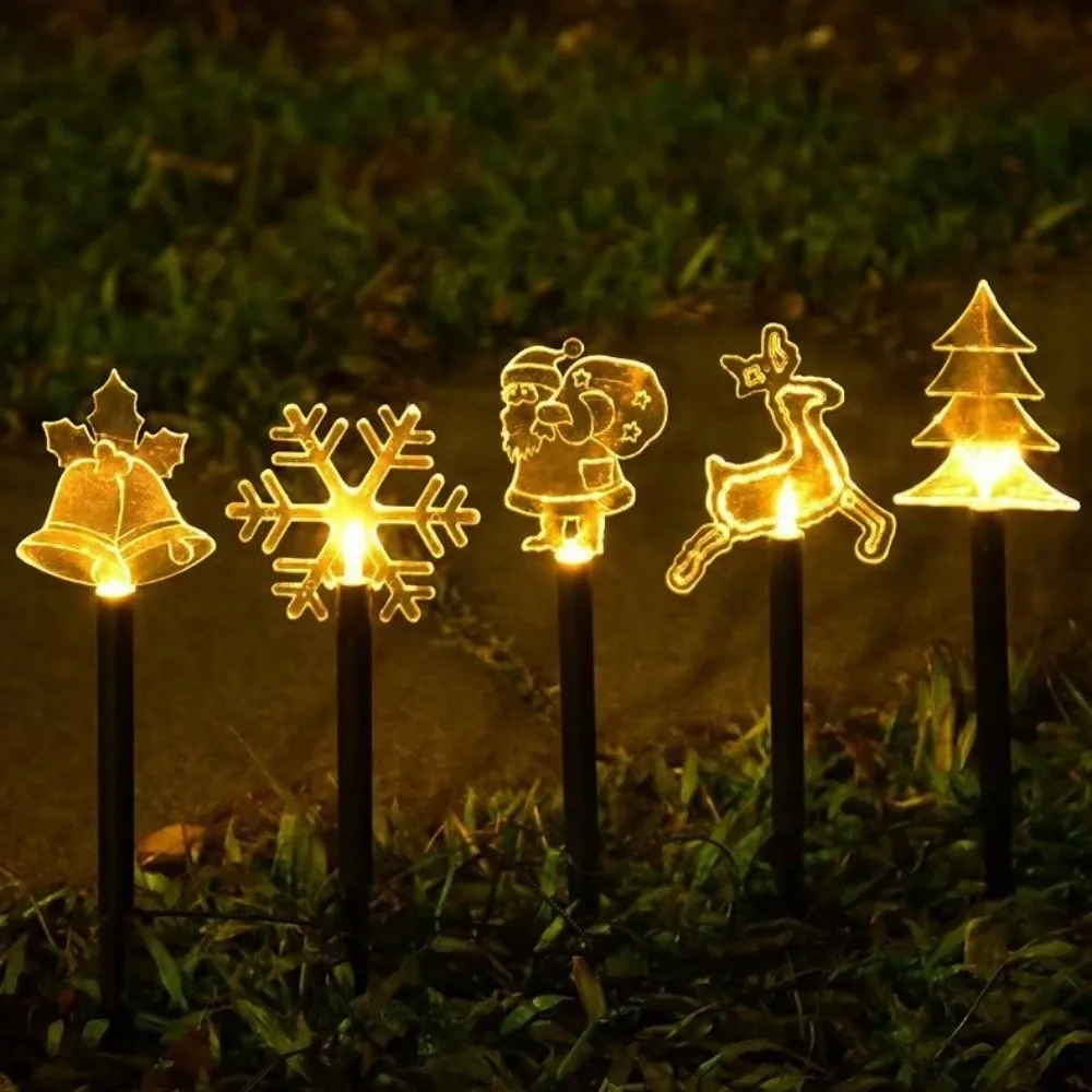 5Pcs/Set Creative LED Solar Christmas Lights Waterproof Landscape Light Pathway Lights Christmas Stake Lights For Garden