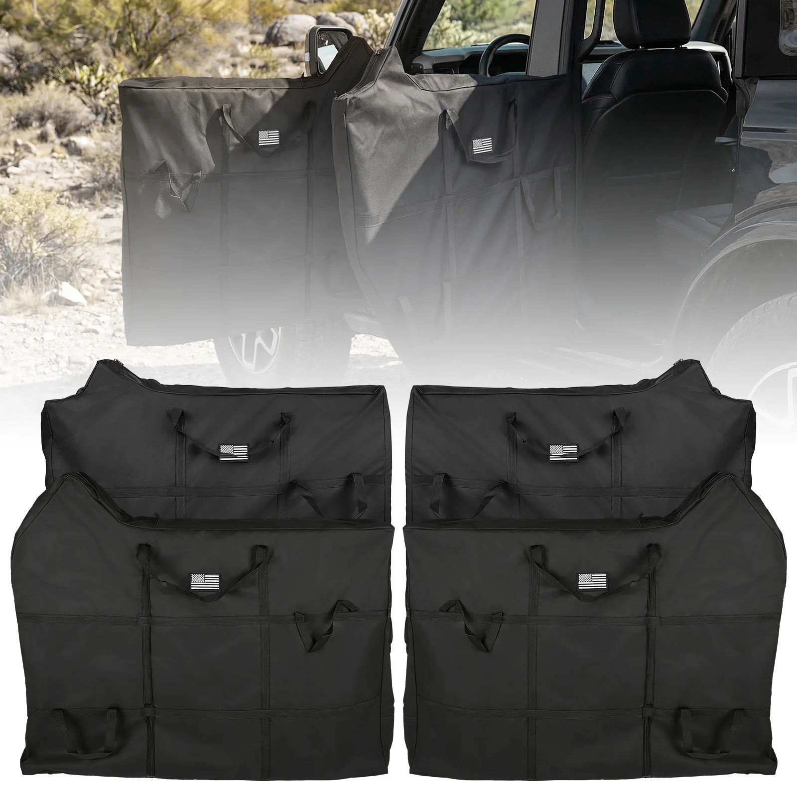 4PCS Doors Protection Storage Bag Waterproof Doors Panels Organizer Bag with Carry Handle Fit for Ford Bronco 4-Door 2021-2025