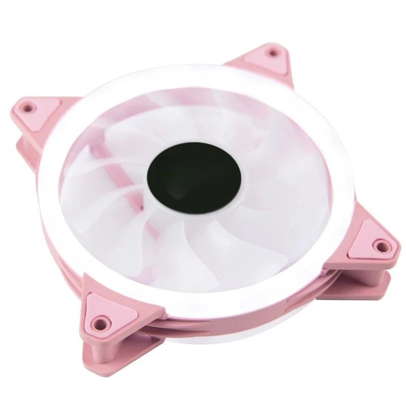 12cm Dual Light Ring Pink White Light Version Dual Ring Case Fan 120mm Ultra Quiet CPU Fan