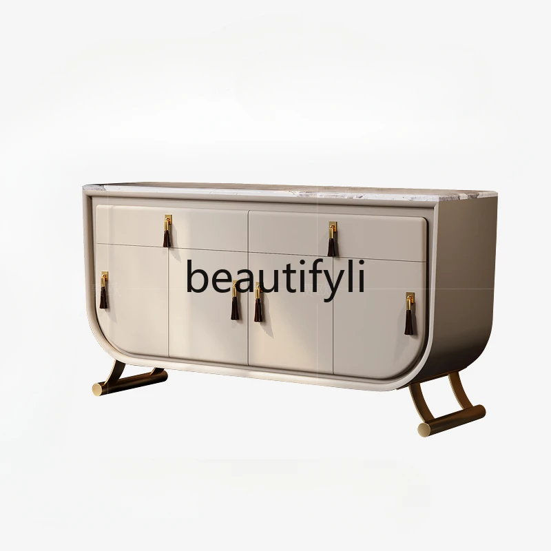 

Light luxury dining side cabinet storage postmodern villa large flat floor marble restaurant senior entrance shoe cabinet
