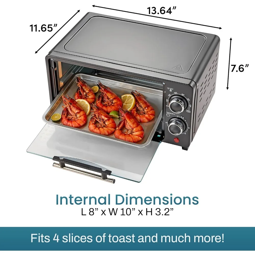 Настольная тостерная духовка для ломтиков с 30-минутным таймером, регулируемым контролем температуры, в комплект входит противень для выпечки и проволочной стойкой, выпечка, кориль,