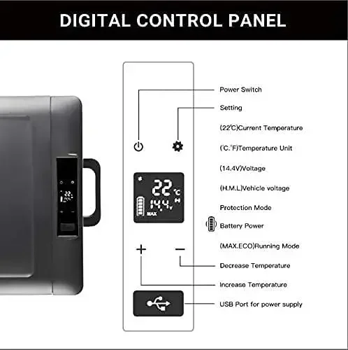 Domende-ポータブル電気冷凍庫、車、冷蔵庫、クーラー、コンプレッサー、車の冷蔵庫、トラック、車両、RV、ボート、屋外、12 v、54qt