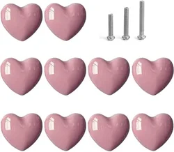 Ceramic Drawer Knobs Heart Shape Cabinet Dresser Pulls Handles with 3 Sized Screws, Kitchen Furniture Knobs for Closet Cupboard