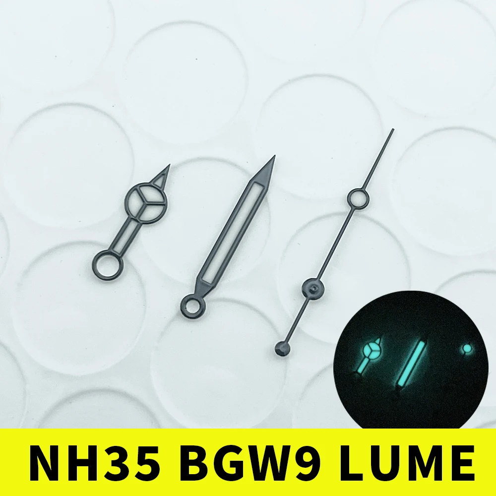 SKX007 NH35 NH36 4R35 MOD Watchs Hand Mods BGW9 Benz Black Watch Hands Set for Nh35 Dial Watch Replacement Parts Wholesale