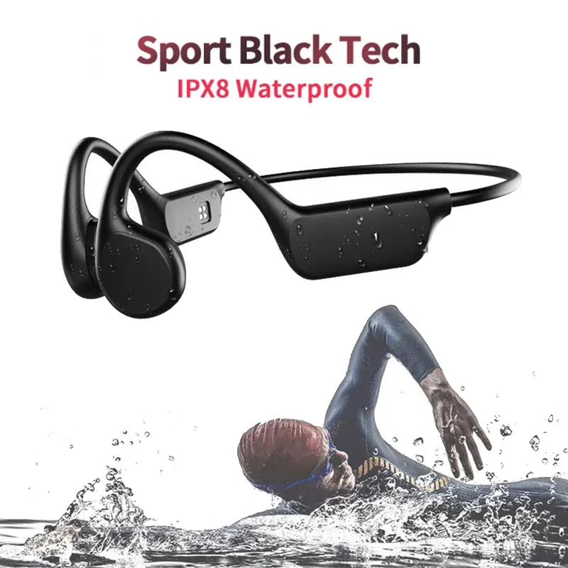 

BT 5.3 Bone Conduction Headset IPX8 Professional Waterproof Swimming 32GB Memory Noise Cancellation HiFi Magnetic Charger X7