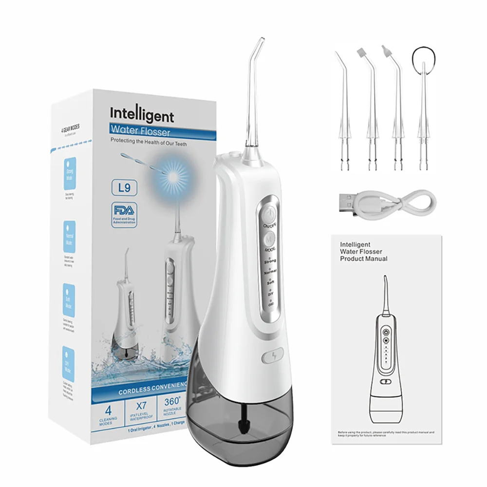 

Water Dental Flosser Cordless for Teeth Cleaning,4 Modes Oral Irrigator 300ML Braces Flossers Cleaner Rechargeable Portable IPX7