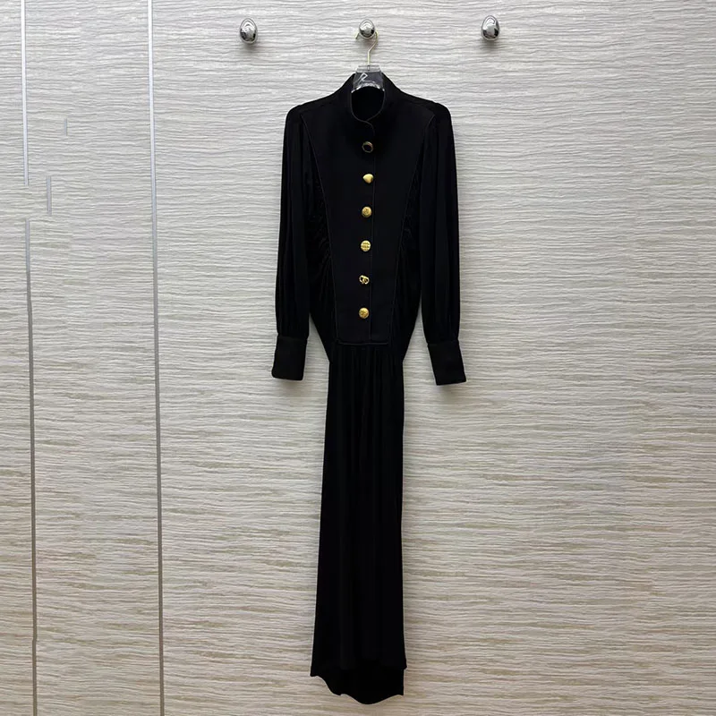 

Женское французское винтажное облегающее платье, модное элегантное длинное платье, черное вечернее платье на одной пуговице, 2025, Y2K