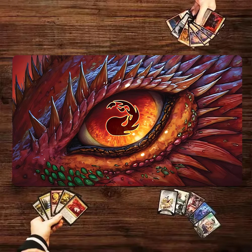 

60x35 см игровой коврик с дизайном «Летающий драконий глаз» TCG MTG, торговый карточный игровой коврик, противоскользящий и моющийся замок, подходит для волшебной вечеринки