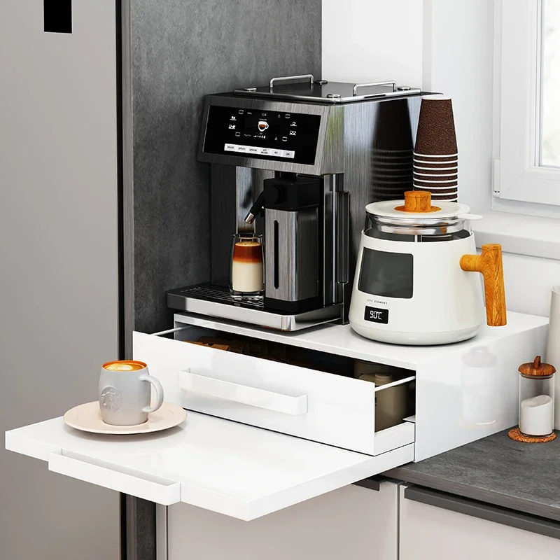 

Carbon Steel Coffee Machine Storage Cabinet Waterproof Kitchen Drawer Organizer Thickened Pull-out Pantry Basket for Dining Room