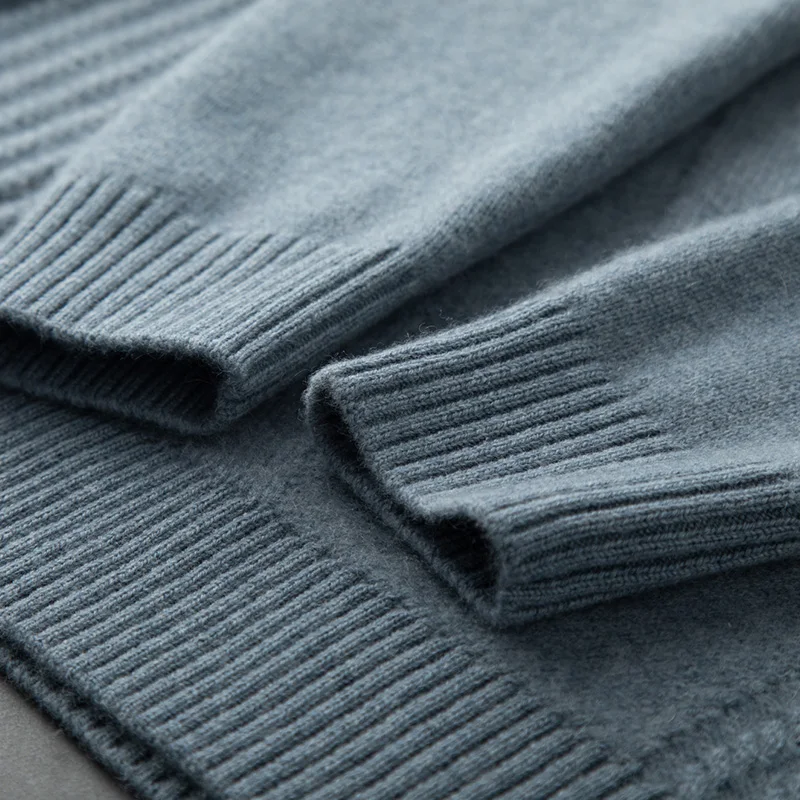 Suéter pulôver com decote em V engrossado para homens, suéter pulôver de malha 100% caxemira, suéter base quente de manga comprida outono inverno