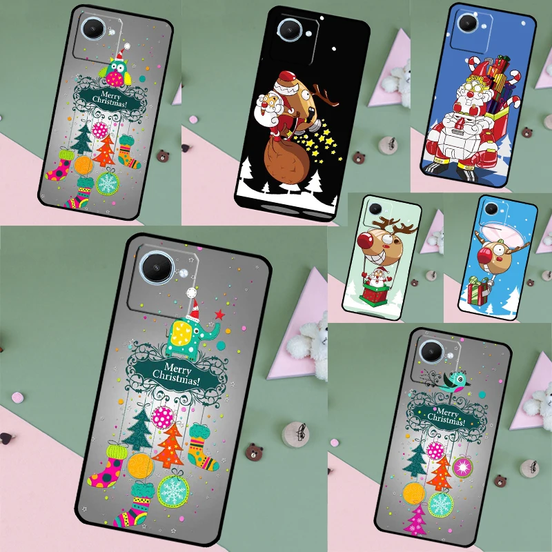 Merry Christmas Decorations Reindeer Case For Realme C33 C55 C53 C35 C31 C30 C25s C21Y C15 C11 GT Neo 5 2T 3T 9 11 10 Pro Plus