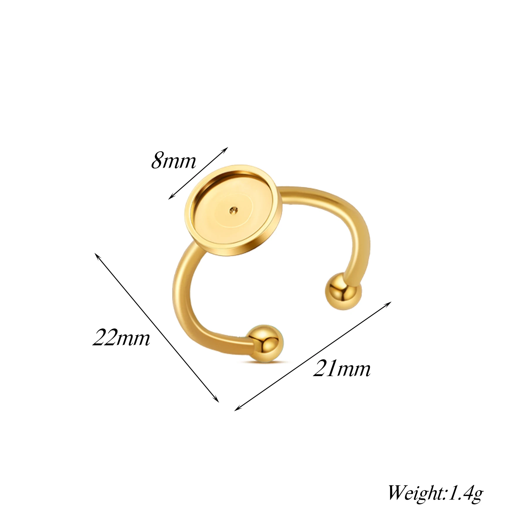 Großhandel 10 Stück Edelstahl Verstellbare Ringfassungen Blanko-Basis 4/6/8/10/12mm DIY Schmuckherstellung Zubehör – Detail 3