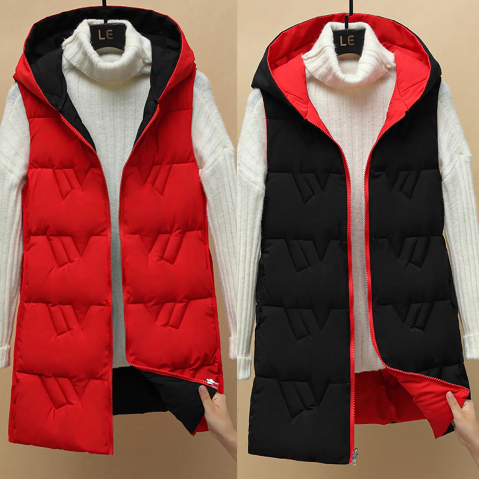 

Vests Winter Jacket Women 2023 Sleeveless Vests Hooded Padded Jacket Super Hot Coats Korean Fashion Cardigan cheap Wholesale New