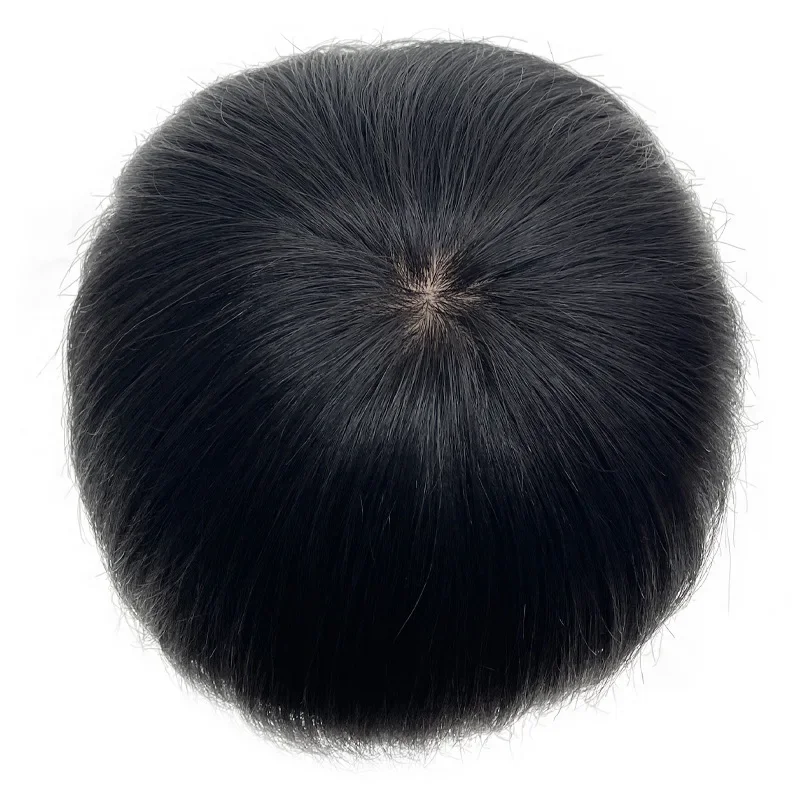 6*8 Promotion -Double Layers 100% Natural Human Hair Toupee Male Hair Prosthesis Lace PU Base Breathable System Wig for Men