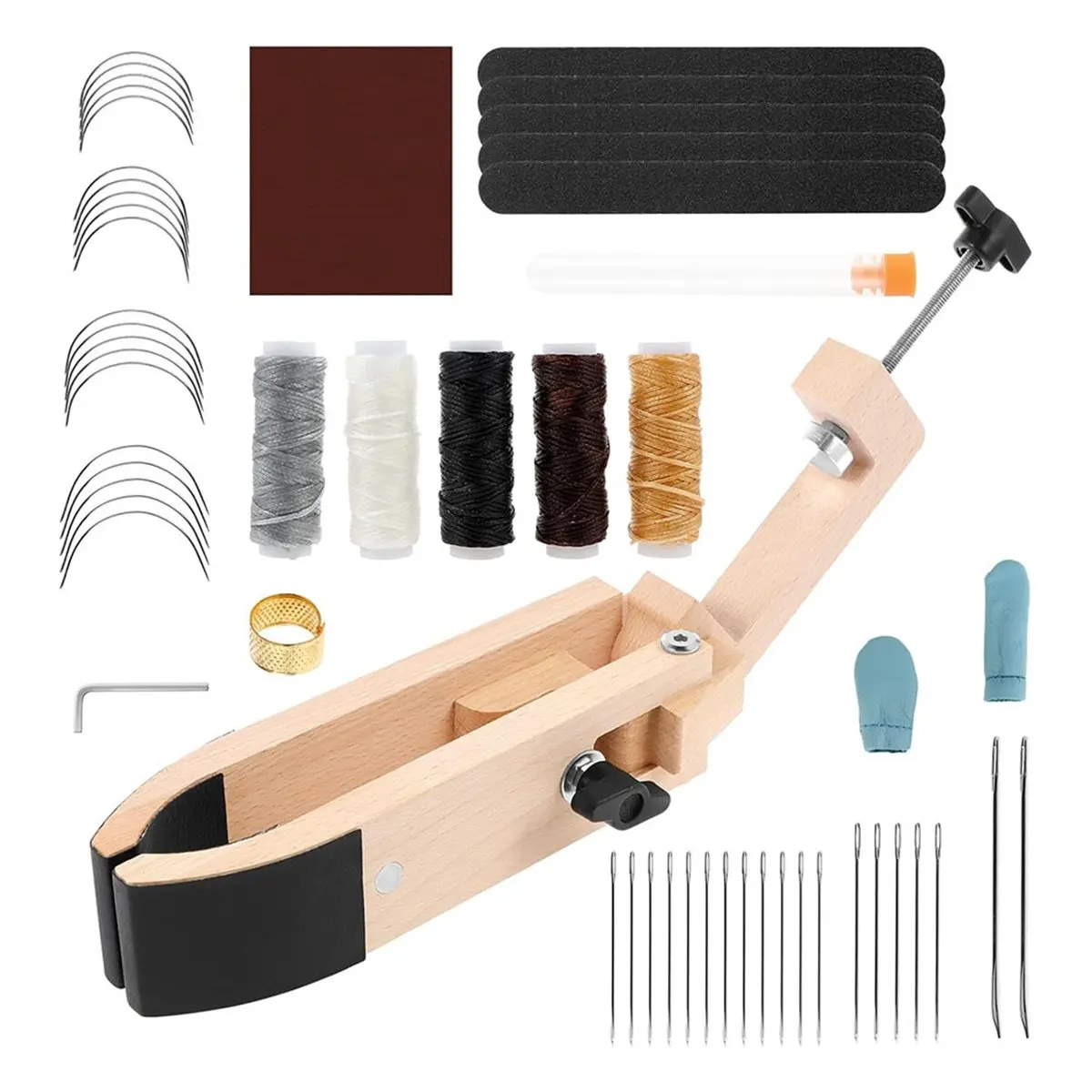 AA77 NEW  Leather Sewing , Solid Table Desktop Horse Clamp,Versatile Stitching Leather Wood Clip with Handle for DIY Craft