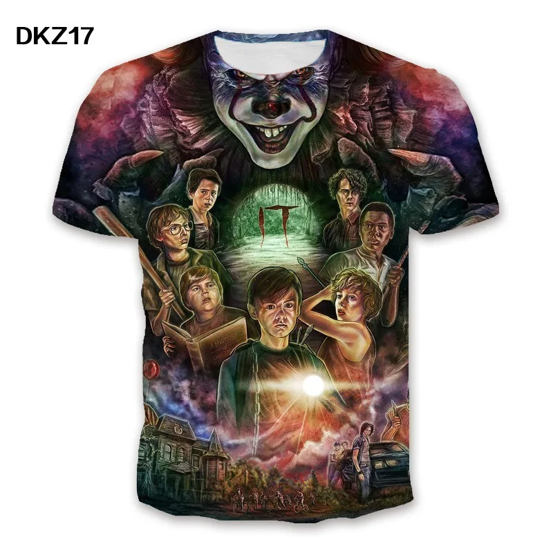 Hot New Pattern T-shirt Clown Theme Men\'s T-shirt 3D Printed Halloween Short Sleeve Printed Costume Street Fashion Punk&Gothic