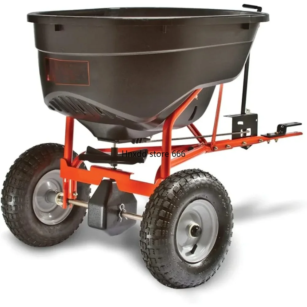 130-Pound Tow Behind Broadcast Spreader(45-0463) Easy to use universal hitch & direct rod control