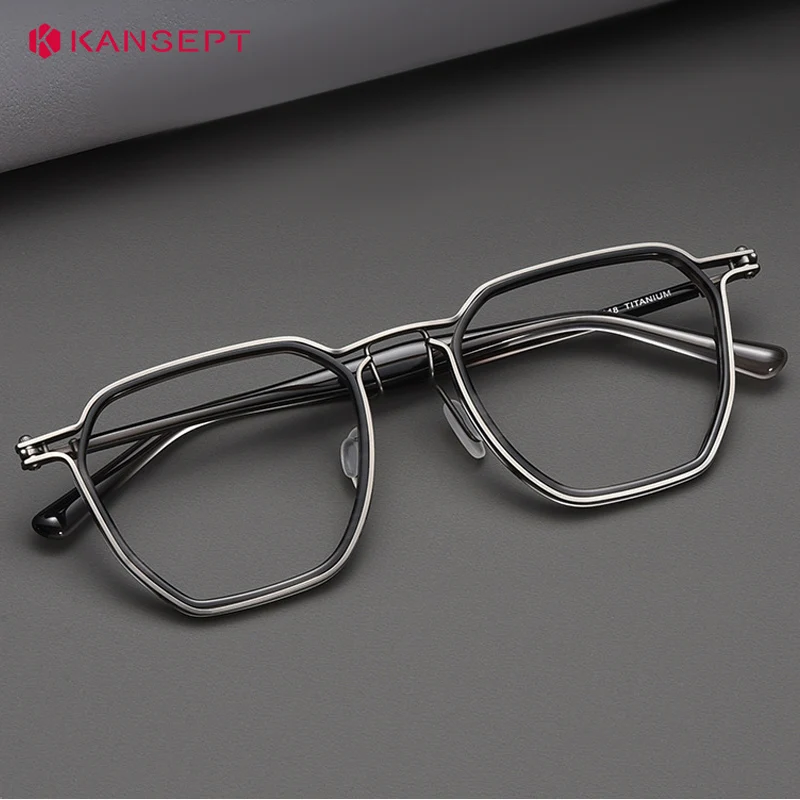 

KANSEPT 160 мм очки в большой оправе в стиле ретро для мужчин с широким лицом, линзы для близорукости, оправа для очков из чистого титана, женское стекло для мужчин