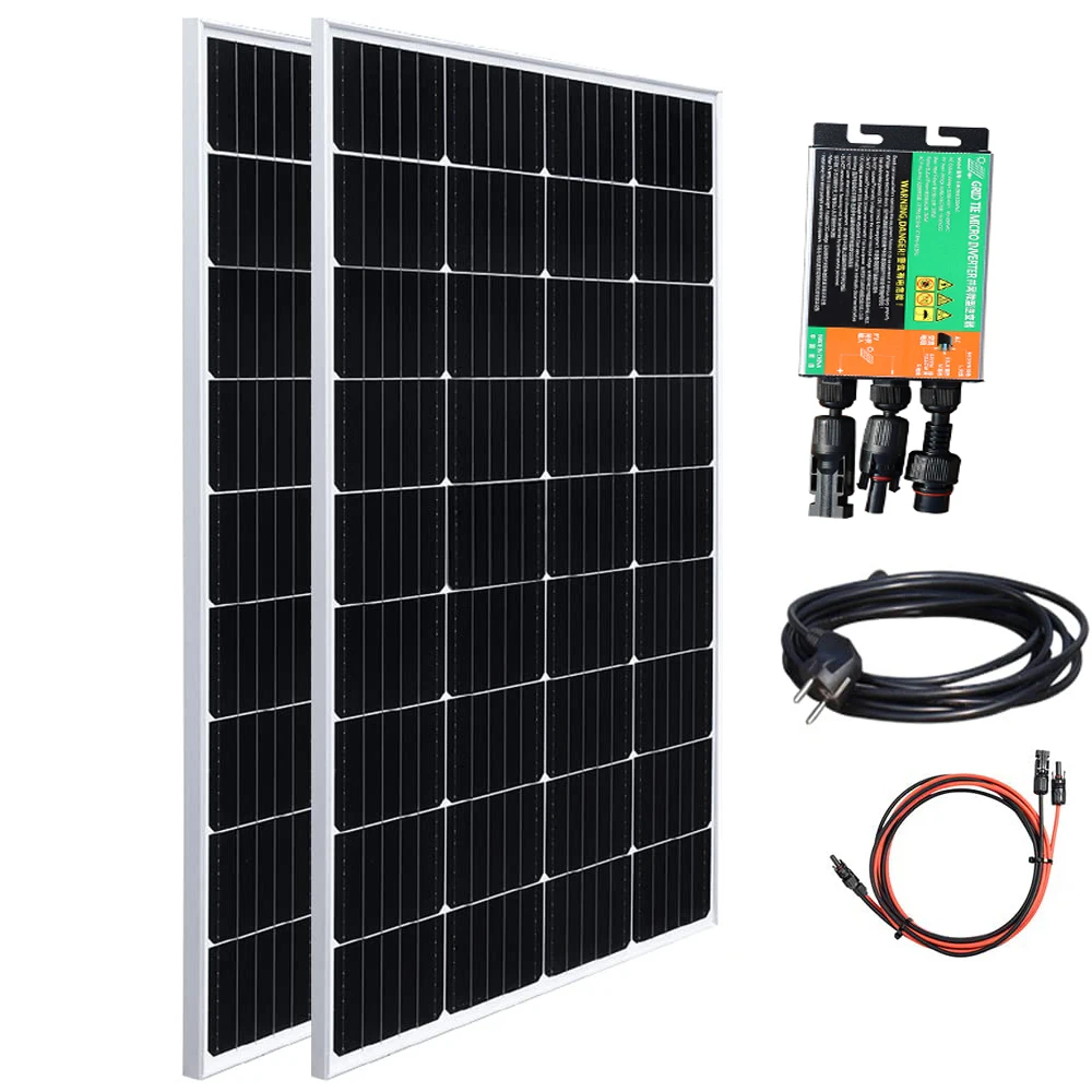 

XINPUGUANG Waterproof solar panel system balcony power plants kit 400W Solar Panles with 230V Inverter for home complete kit