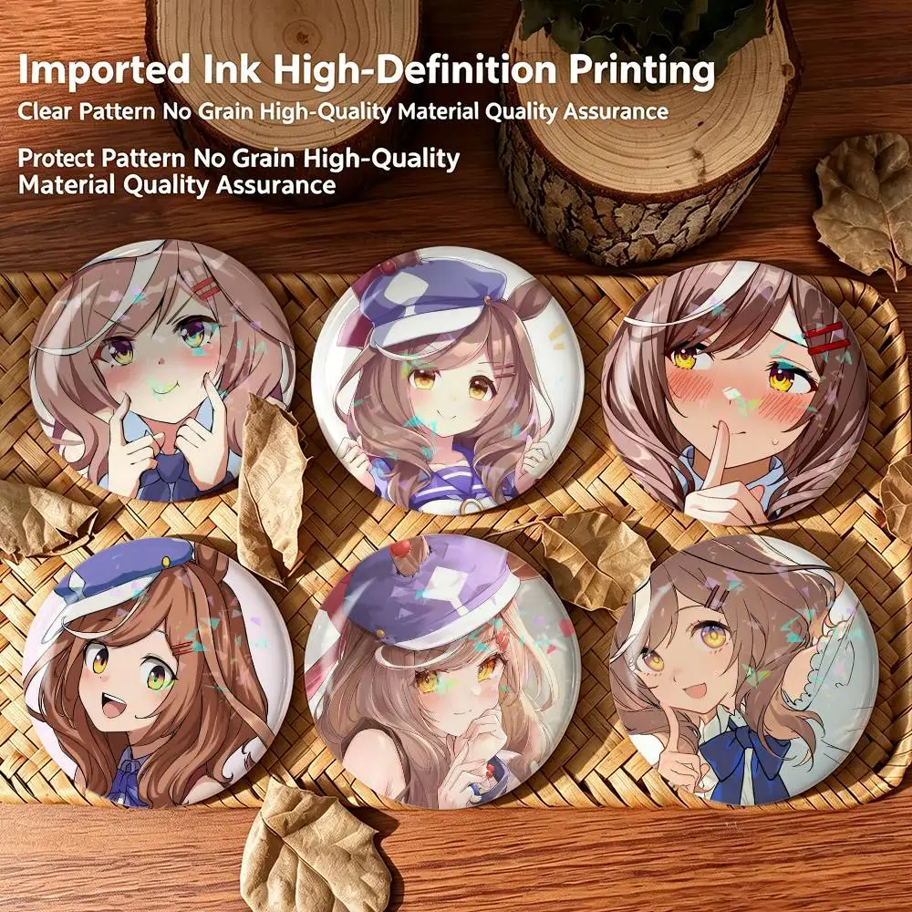M-Matikane tannhauser Umamusume Custom Tinplate Round Button Badges Pins Brooches for Clothes Backpack