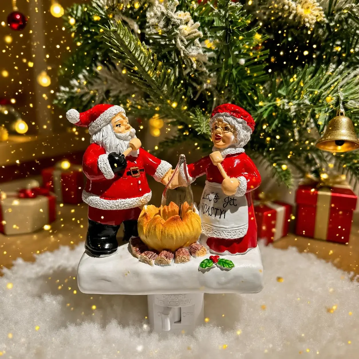 Creative Santa Claus Resin Night Light LED Glowing Christmas Decoration Table Lamp Desktop Ornament for Bedroom Living Room Indoor Festive Home Decor Holiday Party Supplies New Year Kids Gift