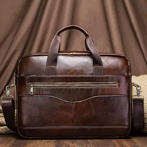Men's genuine leather case, laptop portable office bag, high quality business messenger, shoulder bags for travel 10 Main Sales Men's Pasta Leather - №7