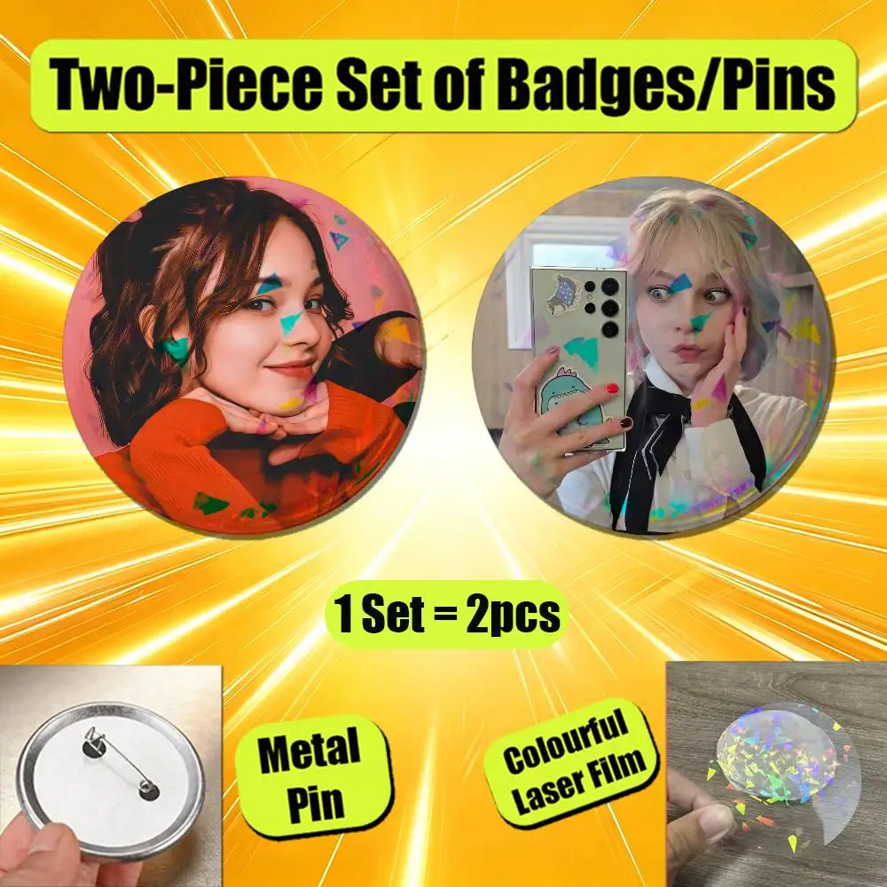 For Emma Myers Badge Pin Button Round Brooch Decor Fans Cosplay Collection Gift Custom 2PCS Set