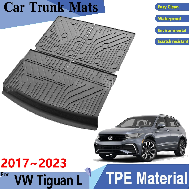 Car Trunk Mat TPE Material for Volkswagen VW Tiguan L Allspace 2017~2023 7 Seats Car Rear Cargo Tray Trunk Rear Pads Accessories