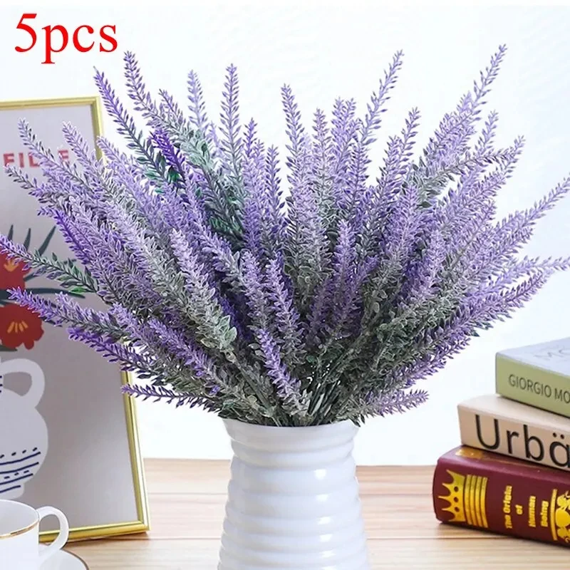 5Pcs Artificial Lavender Fake Flower Wedding Romantic Provence Decor Nordic Style Vase Storage Home Decor Bouquetl image 6